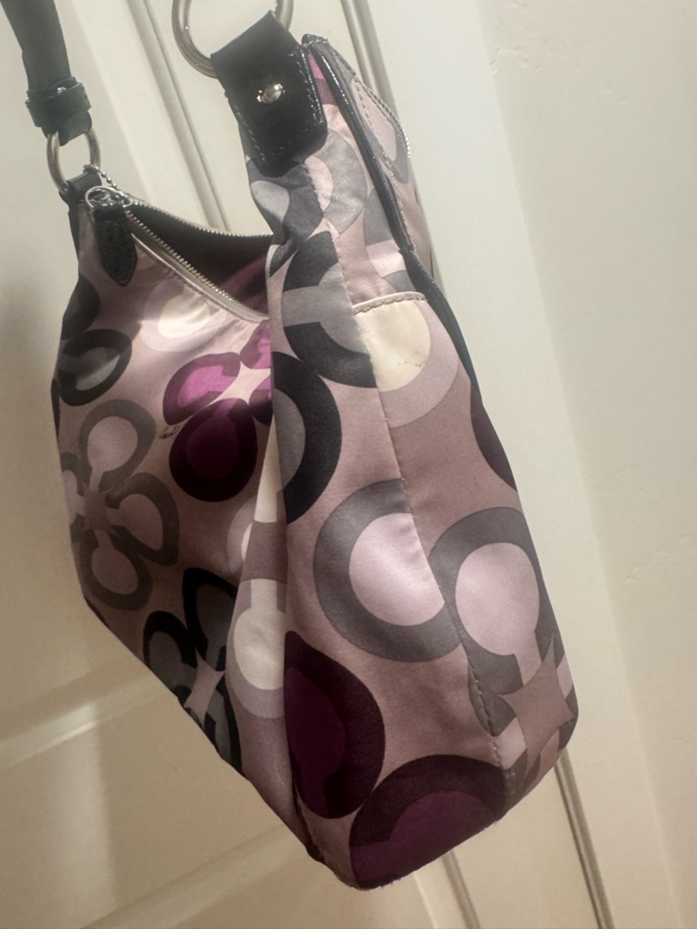Coach Purple, Black and Gray Signature Shoulder Bag - Picture 4 of 16